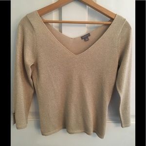 Ann Taylor metallic gold lightweight sweater